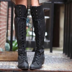 RARE! Free People NIB Jeffrey Campbell Joe over the knee boots size 6 Black Noir